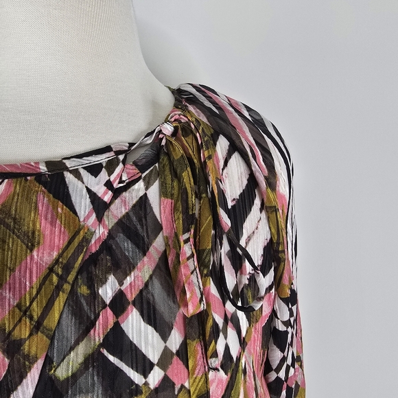 Marie Oliver Venus Caftan Silk Blend Maxi Dress Zebrawood Print XL Long Sleeve - Picture 6 of 16